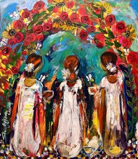 Shazly Khan, Cherishing Childhood Memories, 36 x 30 Inch, Acrylic on Canvas, Figurative Paintings, AC-SZK-123 Shazly Khan, Cherishing Childhood Memories, 36 x 30 Inch, Acrylic on Canvas, Figurative Paintings, AC-SZK-123